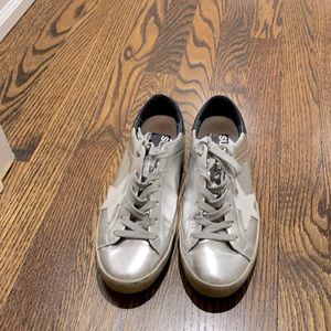 Golden goose silver and blue sneaker